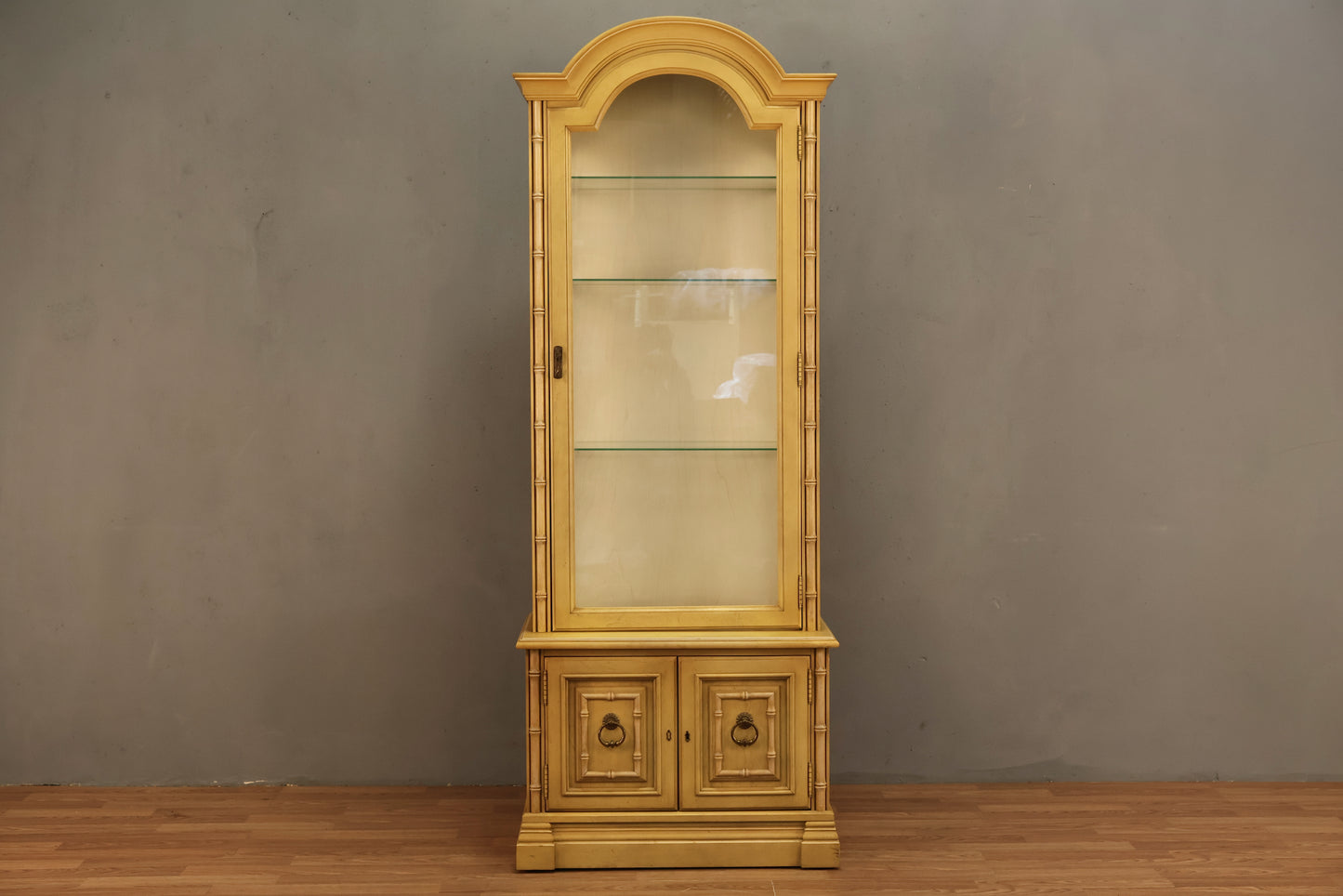 Regency Glass & Yellow Illuminated Display Case