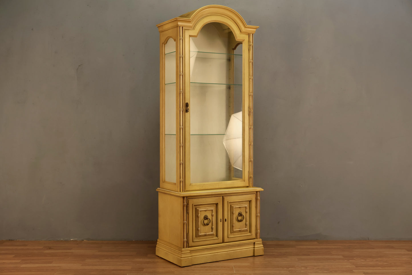 Regency Glass & Yellow Illuminated Display Case