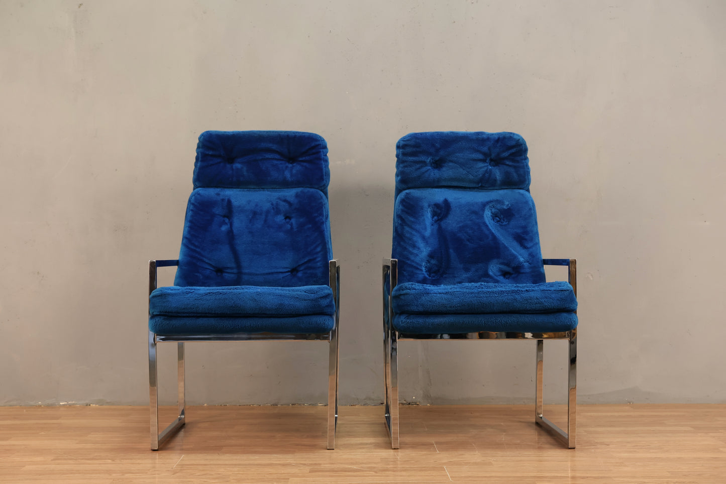 Mod Blue Plush Accent Chair
