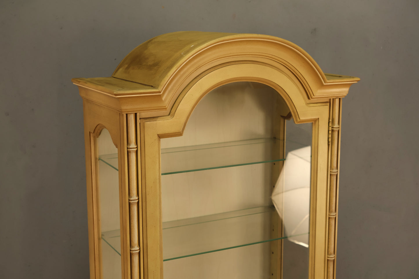 Regency Glass & Yellow Illuminated Display Case