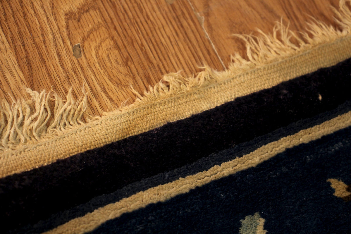 Navy & Maroon Crane Wool Rug