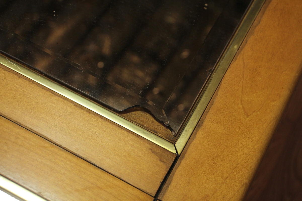 Maple Mirrored-Top Dining Table With 2 Leaves - ONLINE ONLY