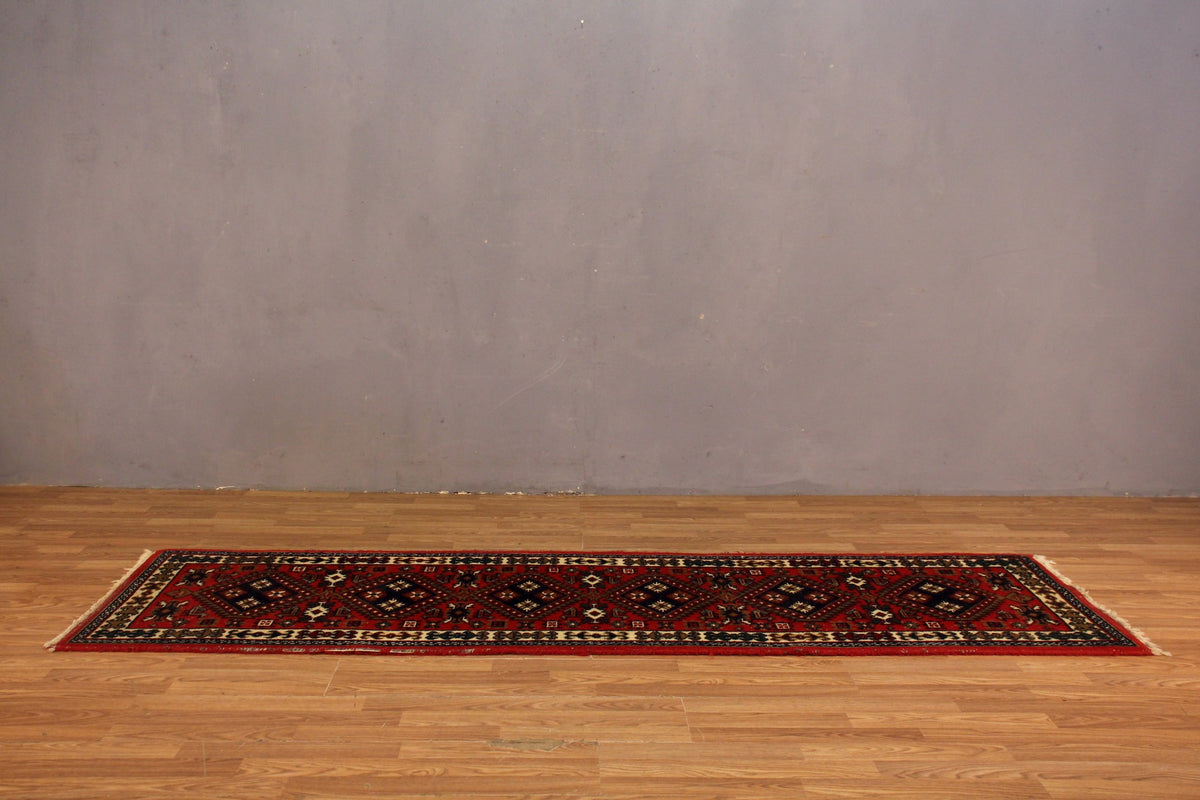 Crimson Wool Runner Rug