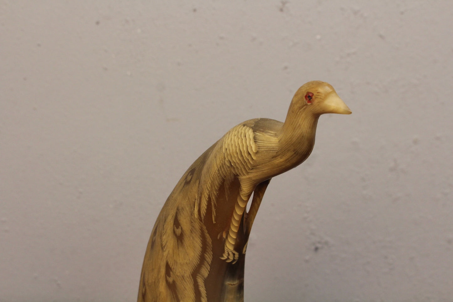 Carved Horn Peacock Statue
