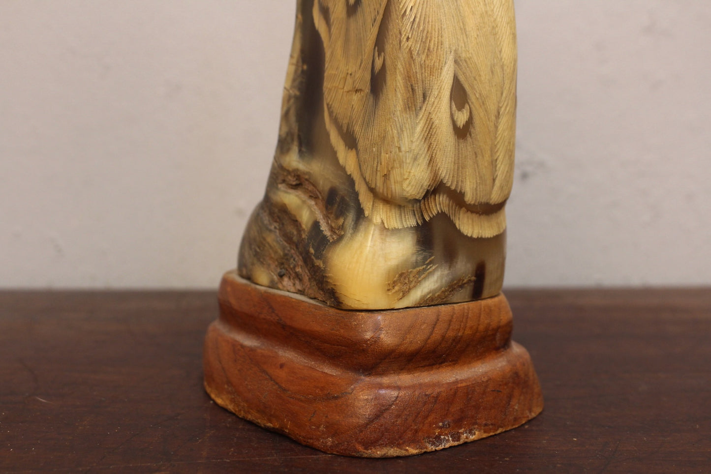 Carved Horn Peacock Statue