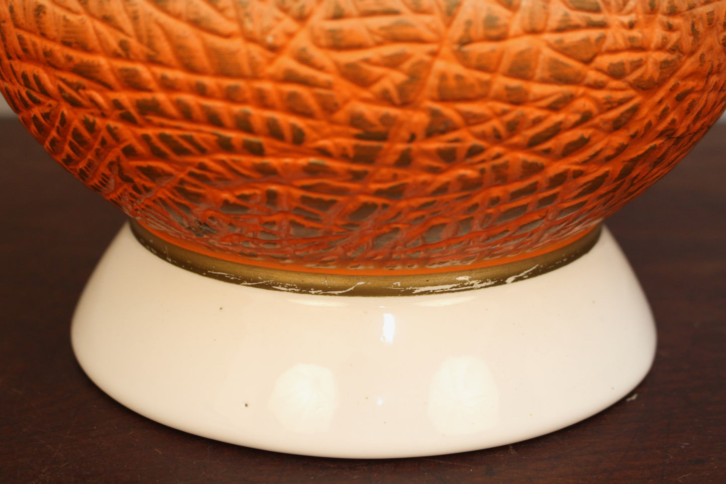 Orange & White Chalkware Table Lamp