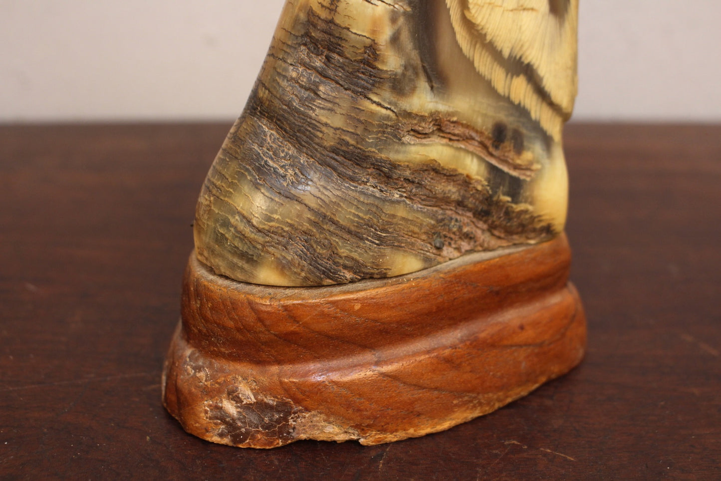 Carved Horn Peacock Statue