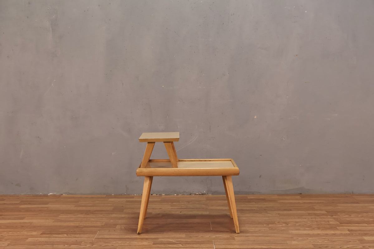 Blonde & Laminate Stepback End Table