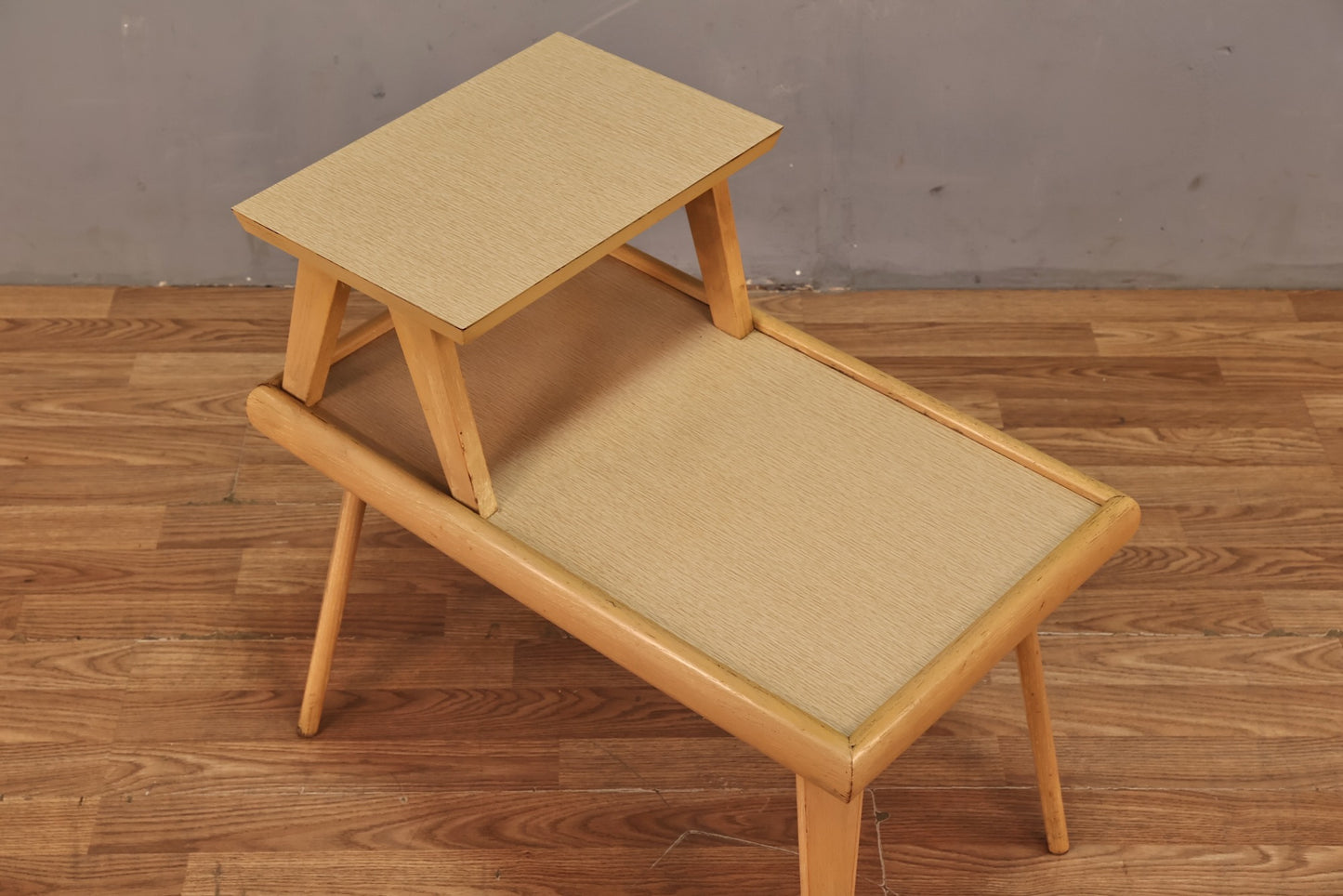 Blonde & Laminate Stepback End Table