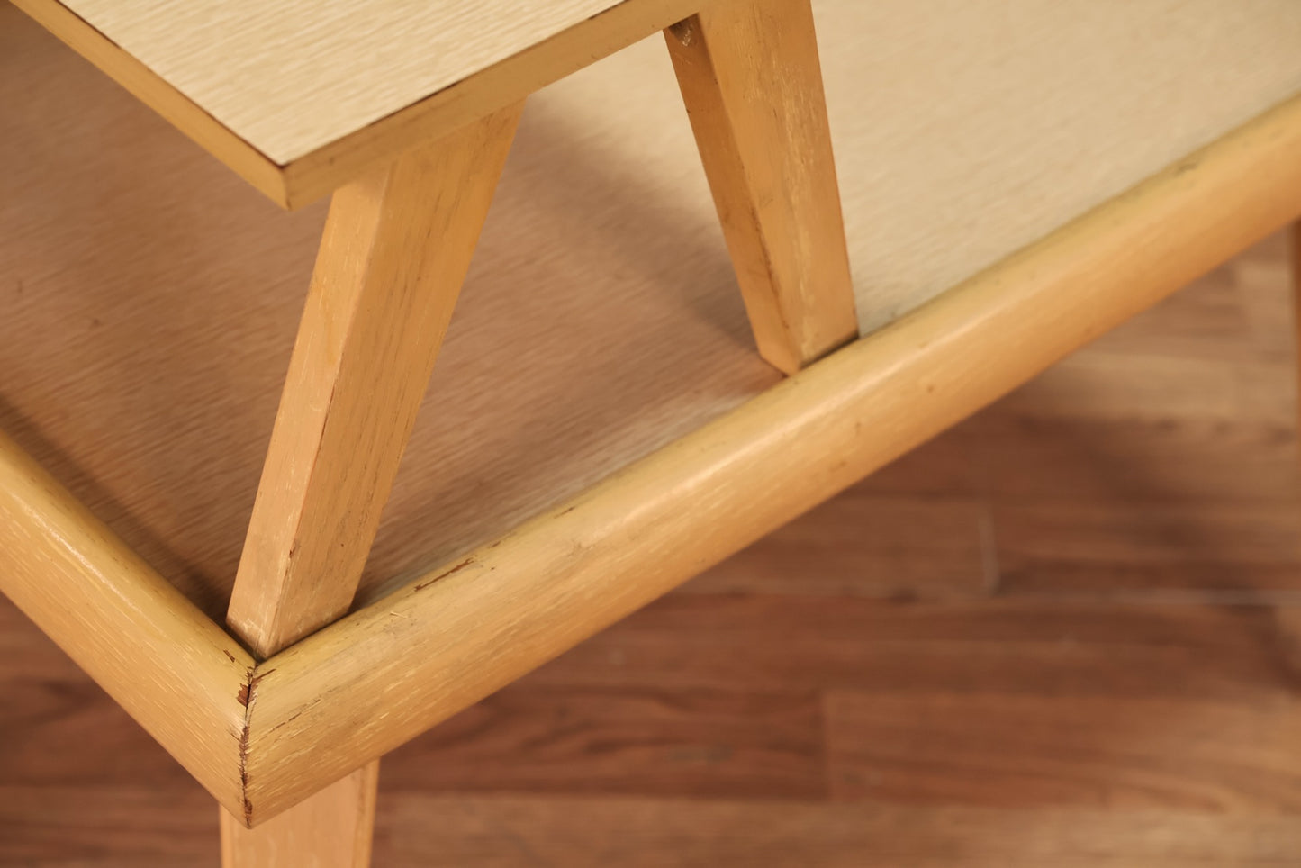 Blonde & Laminate Stepback End Table