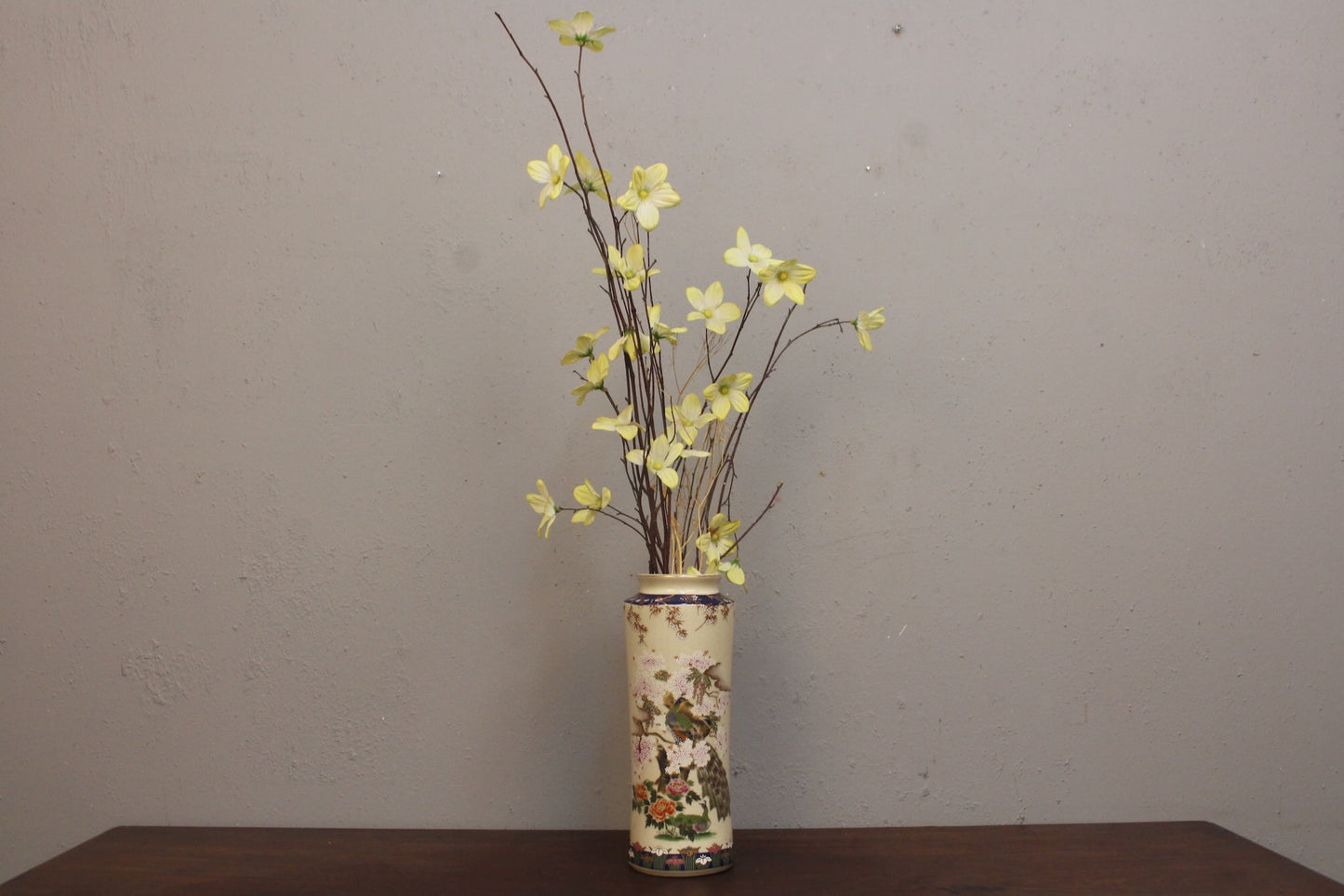 Japanese Porcelain Vase With Faux Flowers