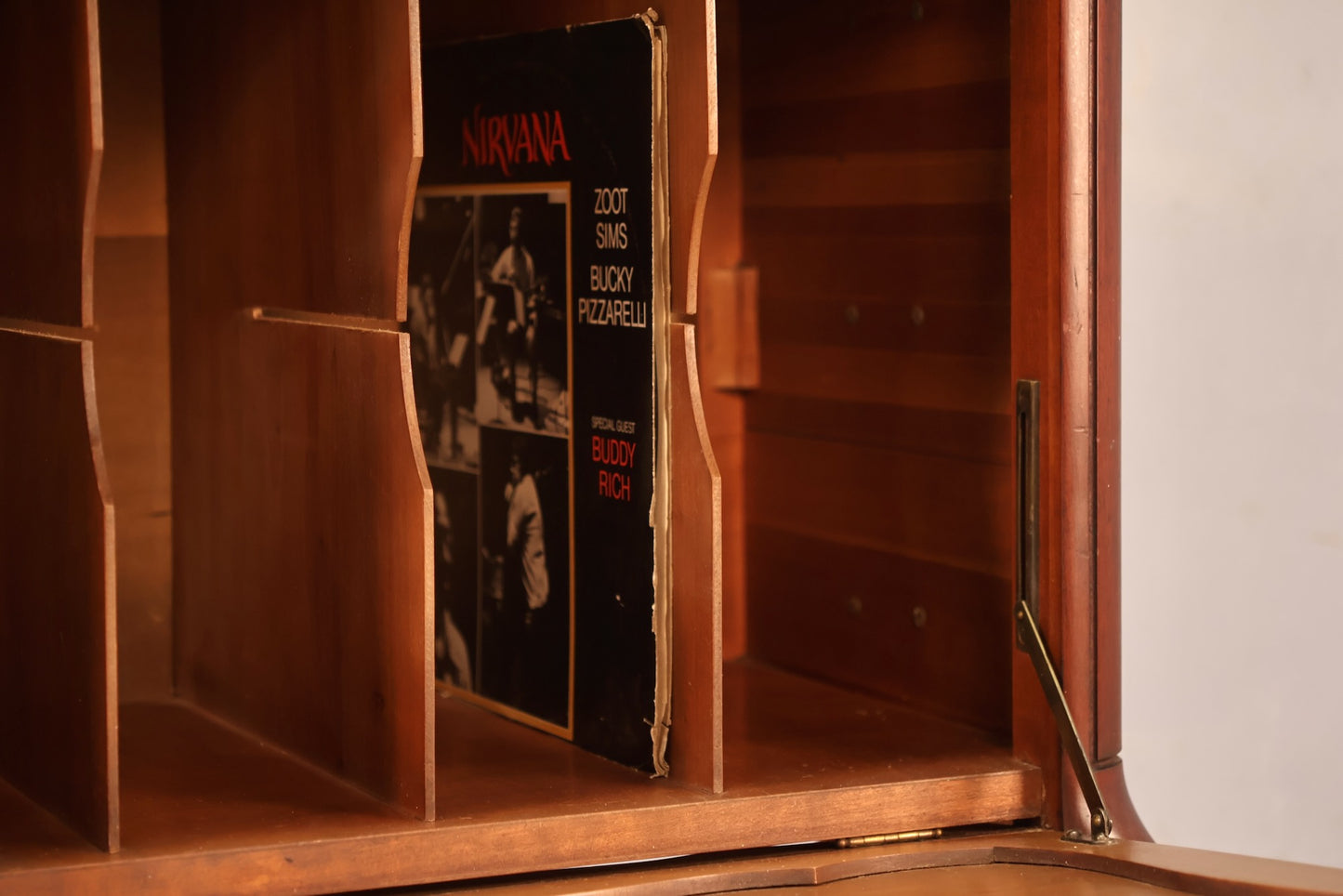 Provincial Cherry Drop-Front Record Cabinet/End Table