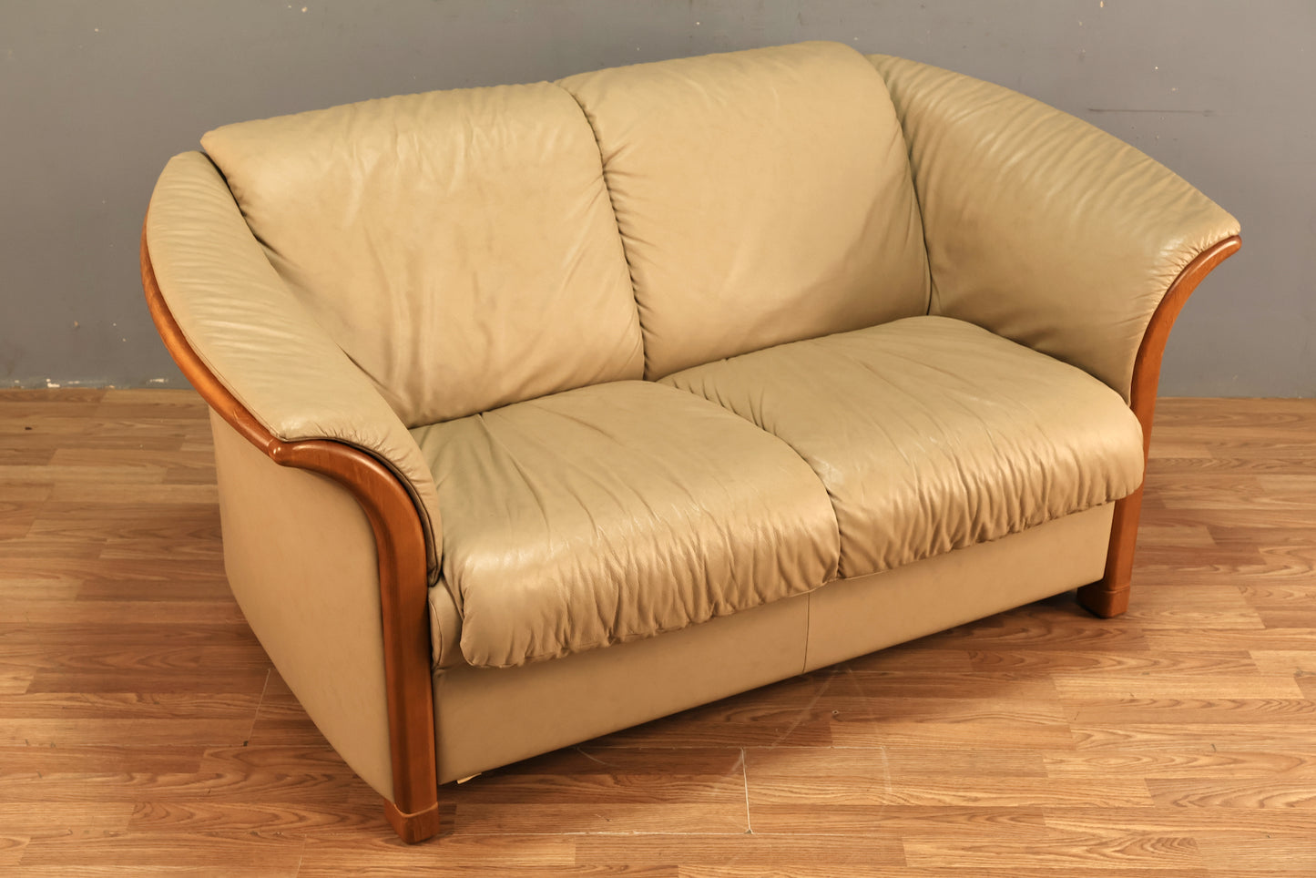 Ekornes Fawn Leather Loveseat