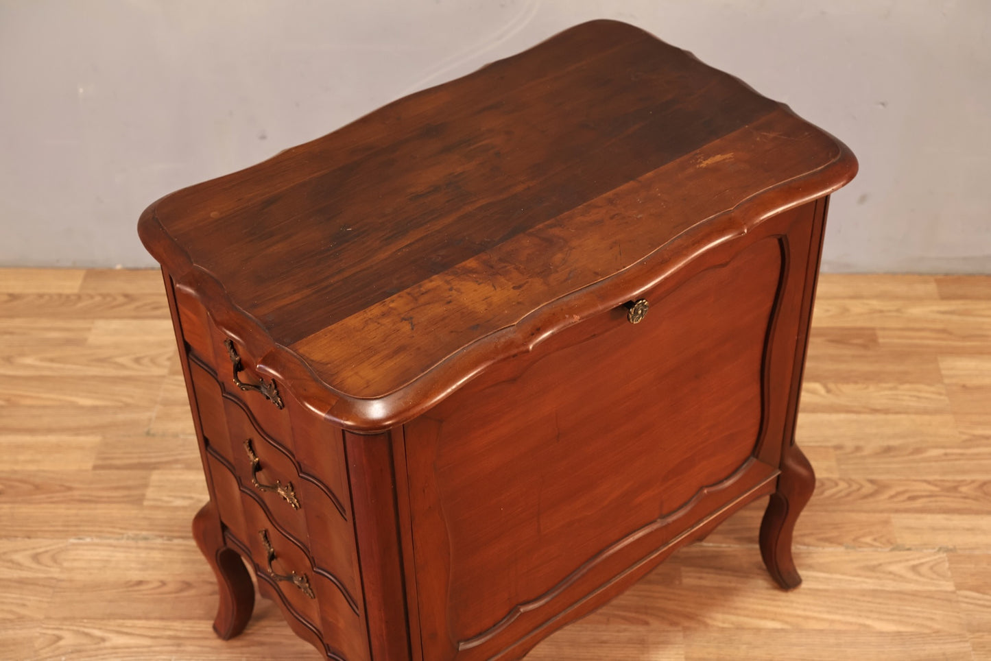 Provincial Cherry Drop-Front Record Cabinet/End Table