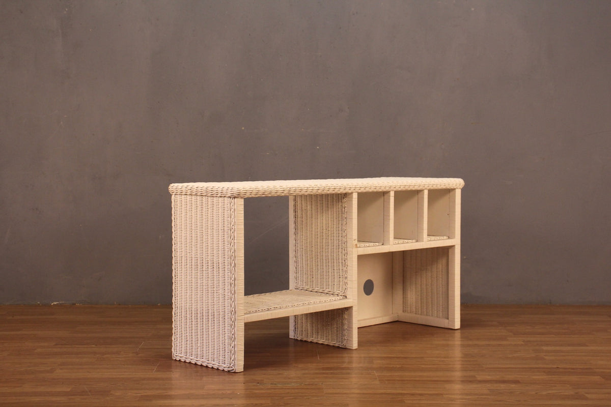 White Wicker Divided Console