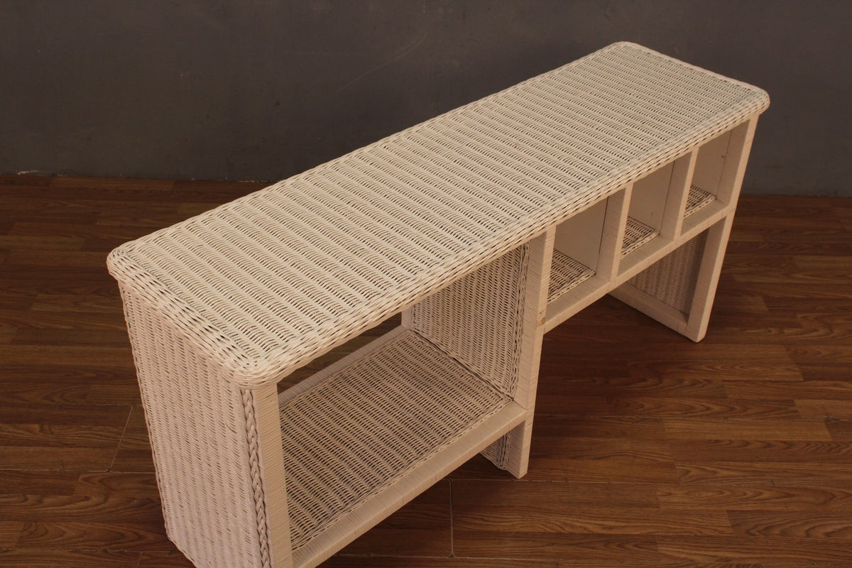 White Wicker Divided Console