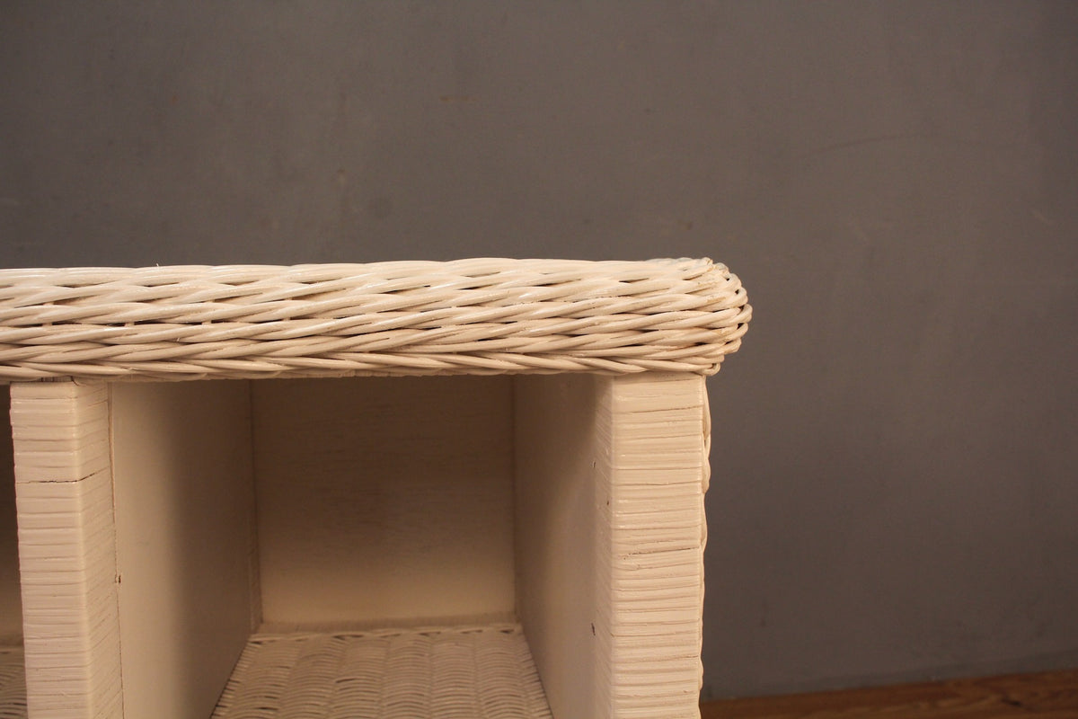 White Wicker Divided Console