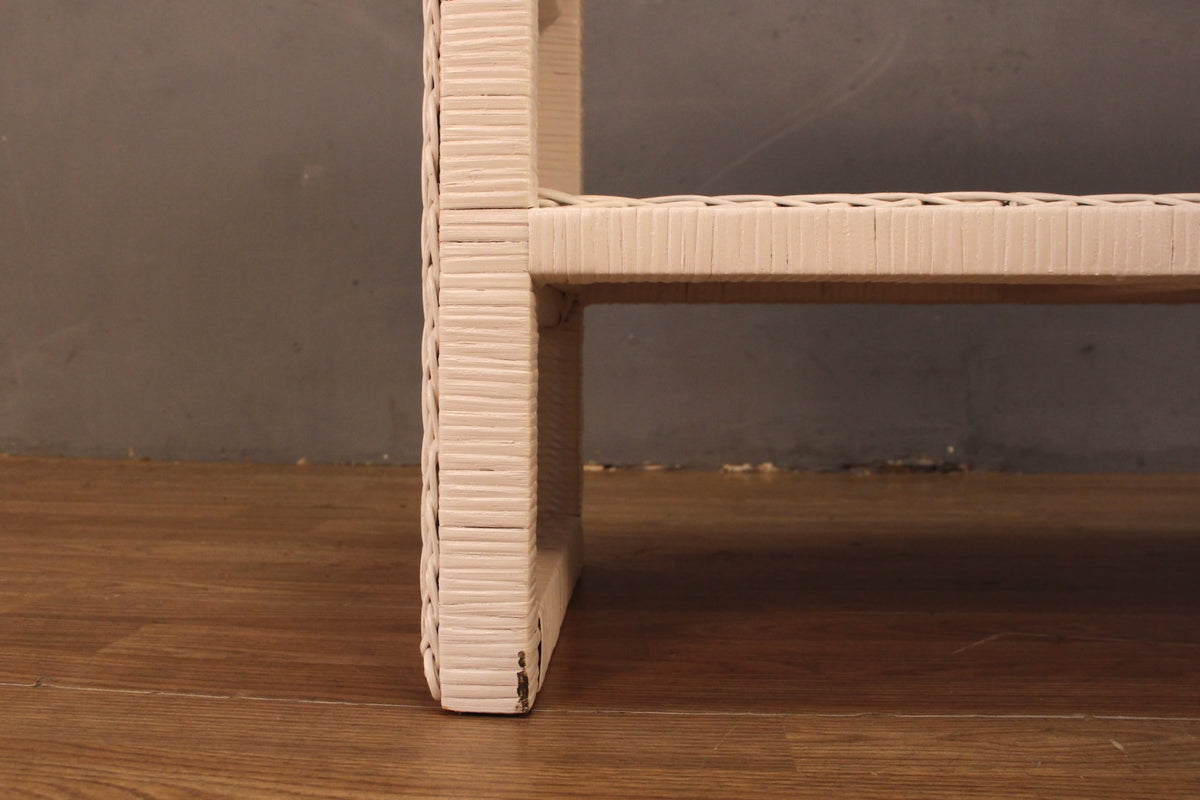 White Wicker Divided Console