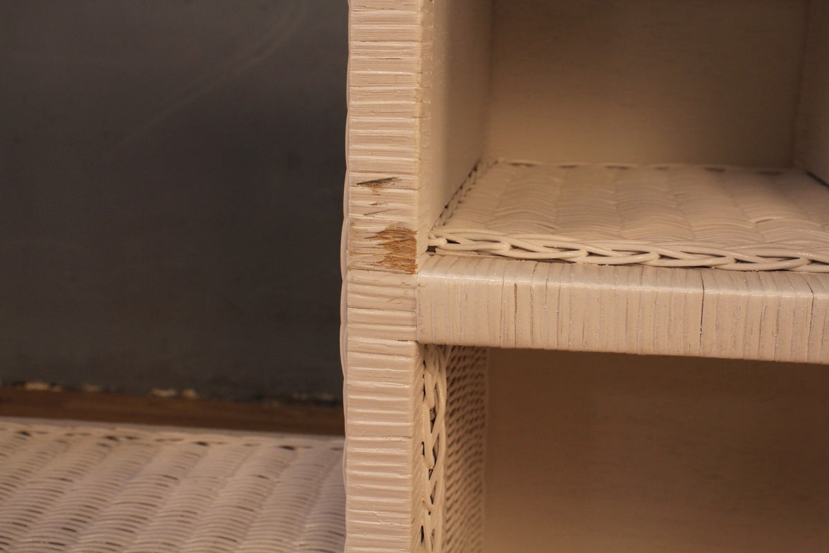 White Wicker Divided Console