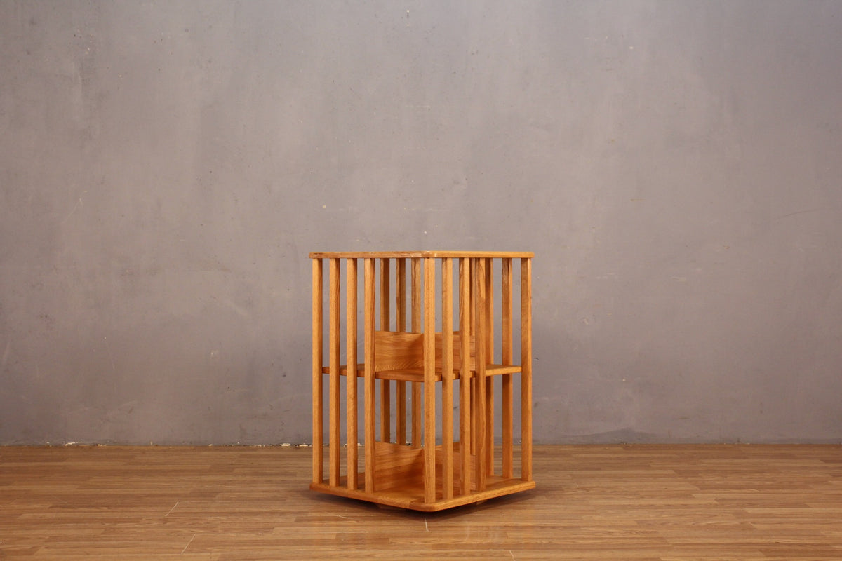 Blonde Oak Rotating Library Bookshelf