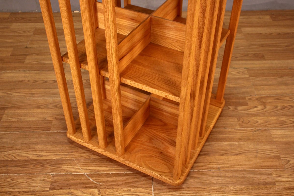 Blonde Oak Rotating Library Bookshelf
