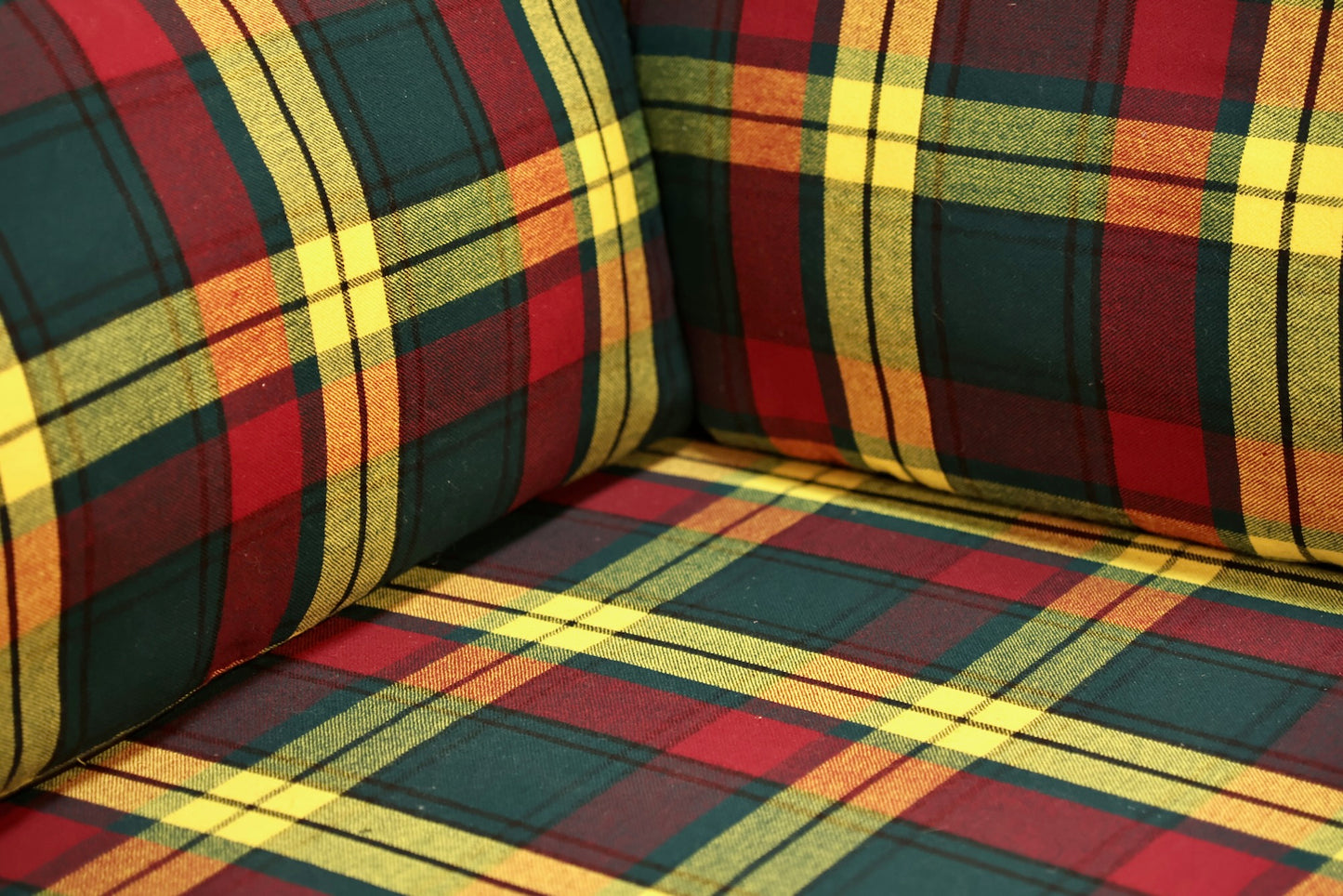 Yellow Plaid & Black Vinyl Sofa