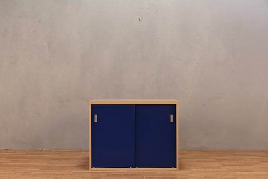 Industrial Blue Metal Sliding Door Cabinet