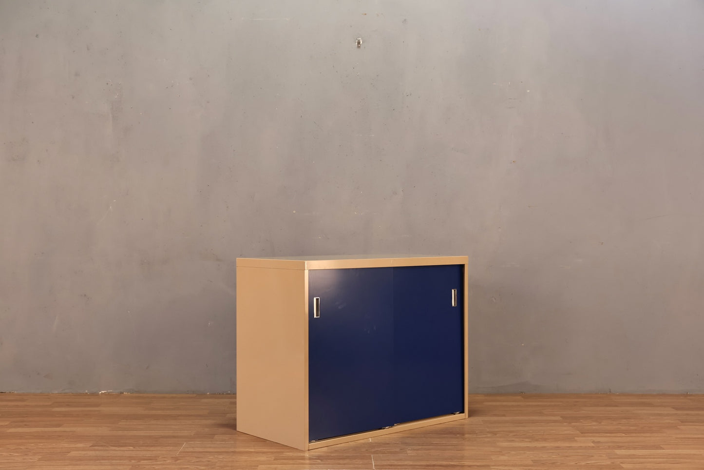 Industrial Blue Metal Sliding Door Cabinet