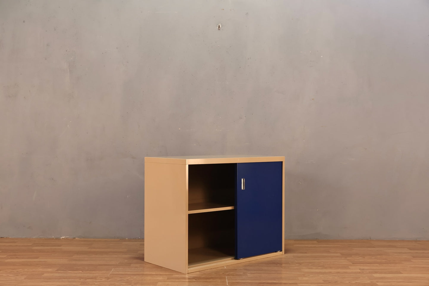 Industrial Blue Metal Sliding Door Cabinet
