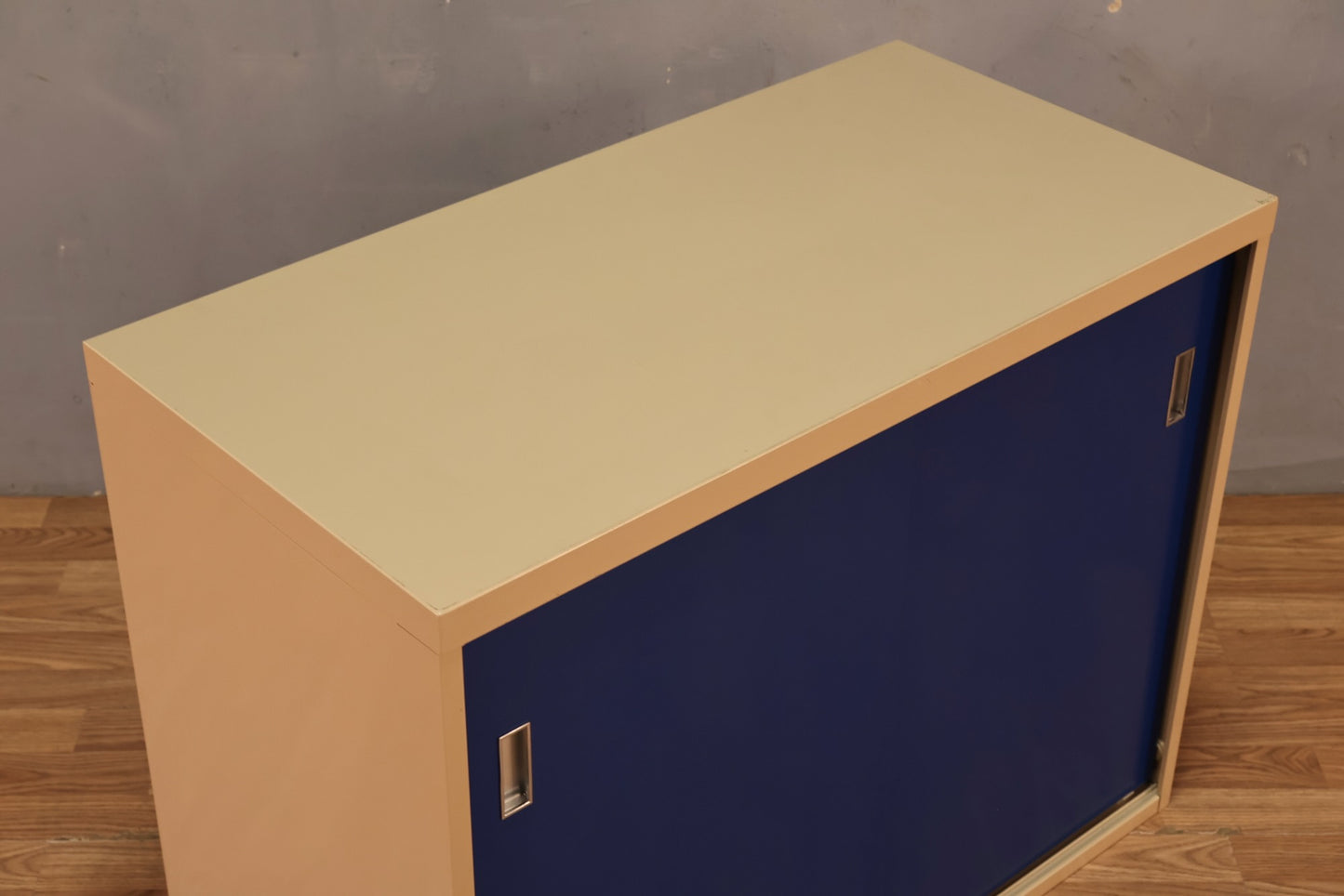 Industrial Blue Metal Sliding Door Cabinet