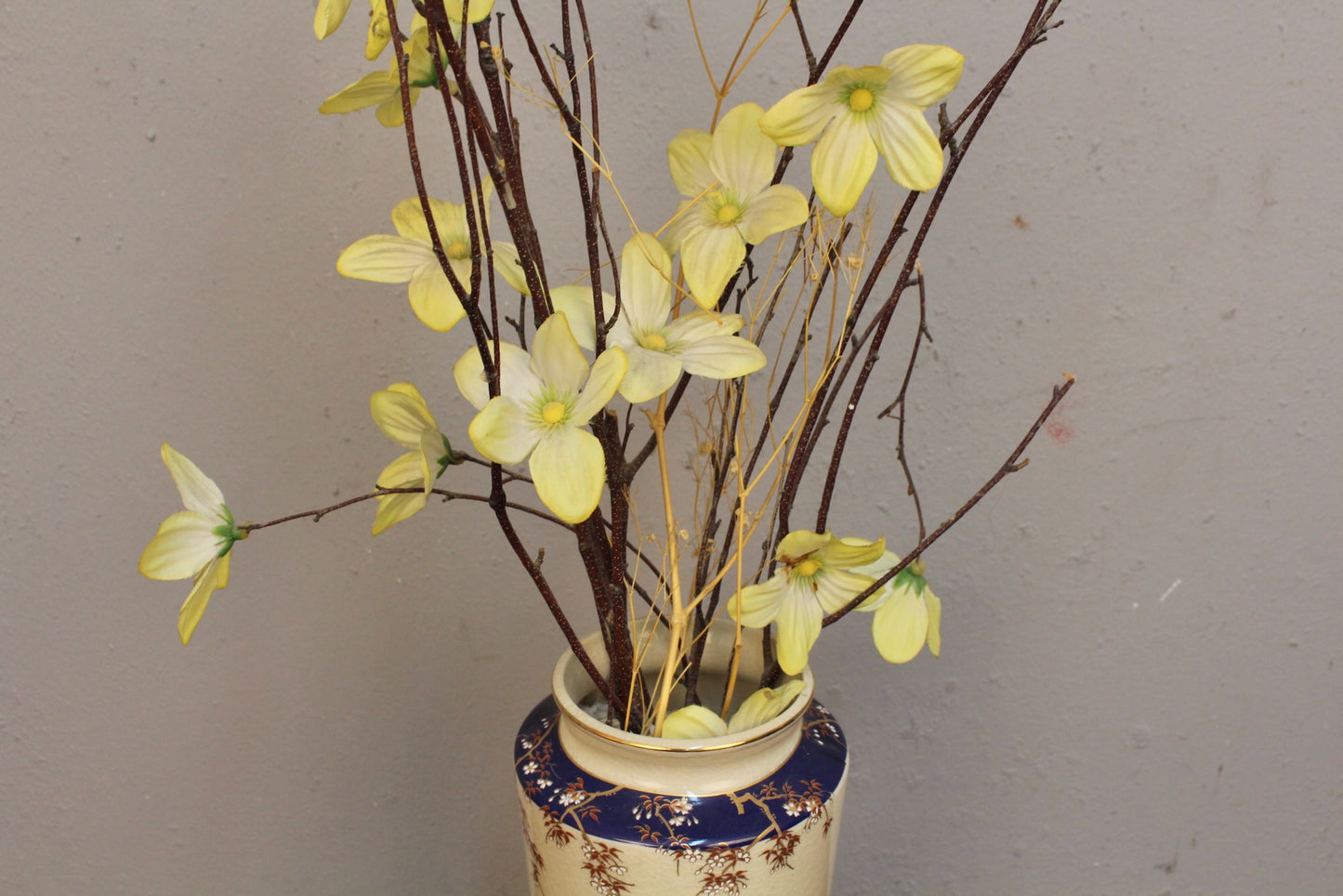 Japanese Porcelain Vase With Faux Flowers