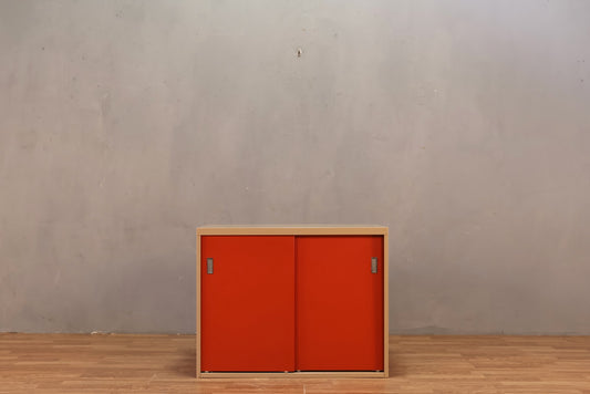 Industrial Orange Metal Sliding Door Cabinet