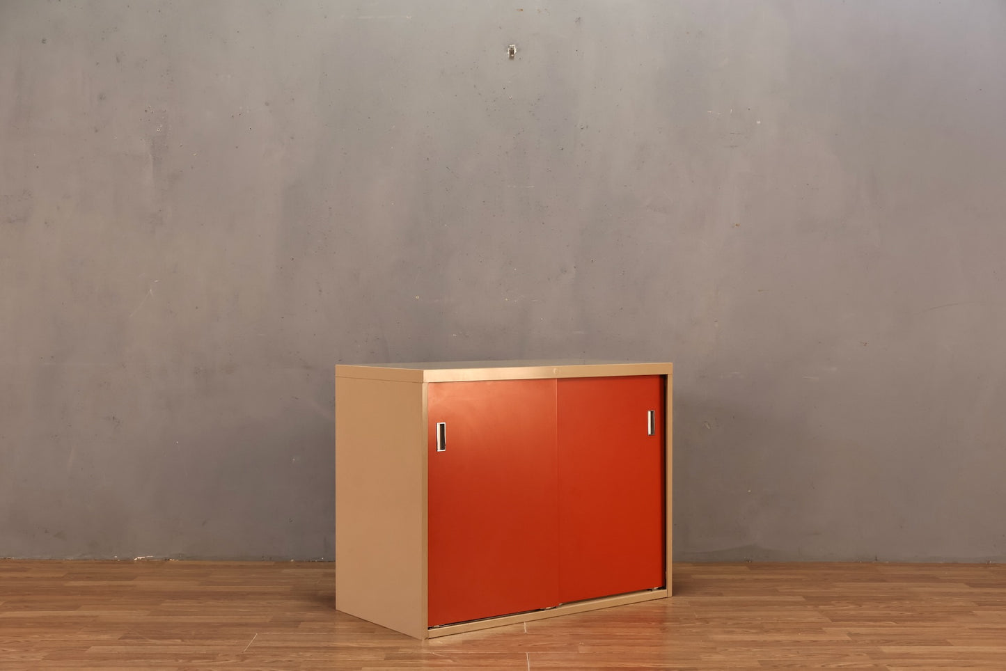 Industrial Orange Metal Sliding Door Cabinet