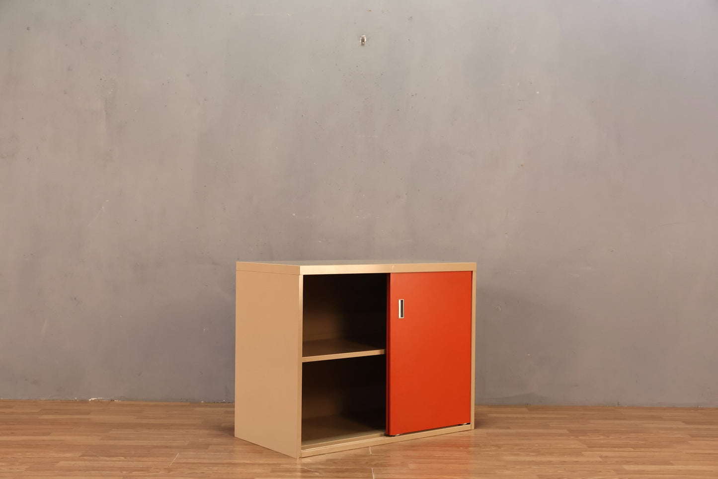 Industrial Orange Metal Sliding Door Cabinet