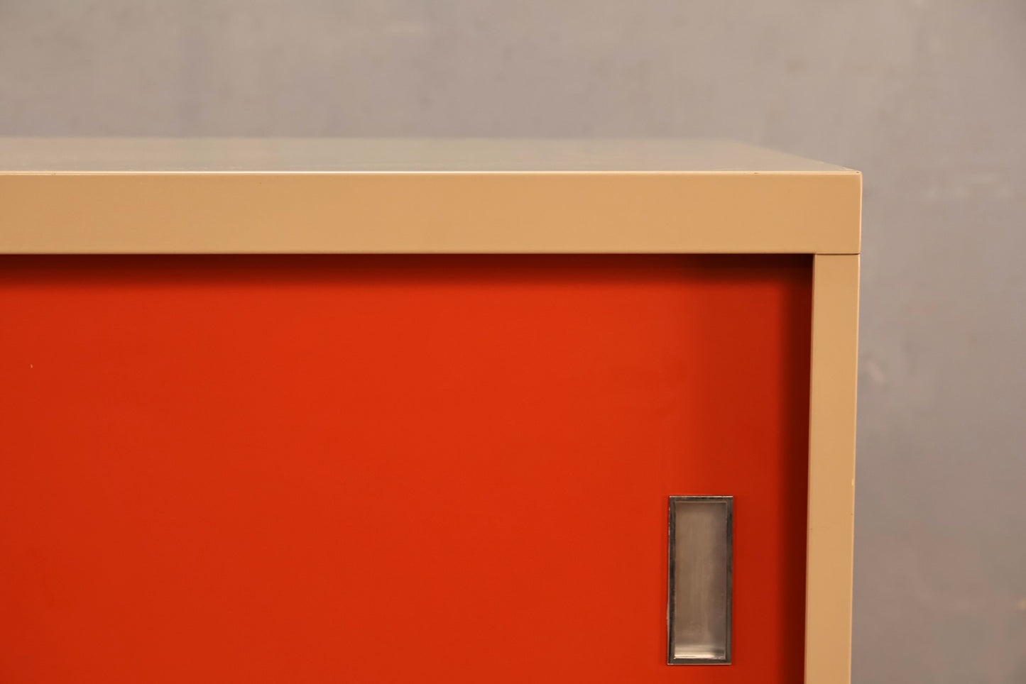 Industrial Orange Metal Sliding Door Cabinet