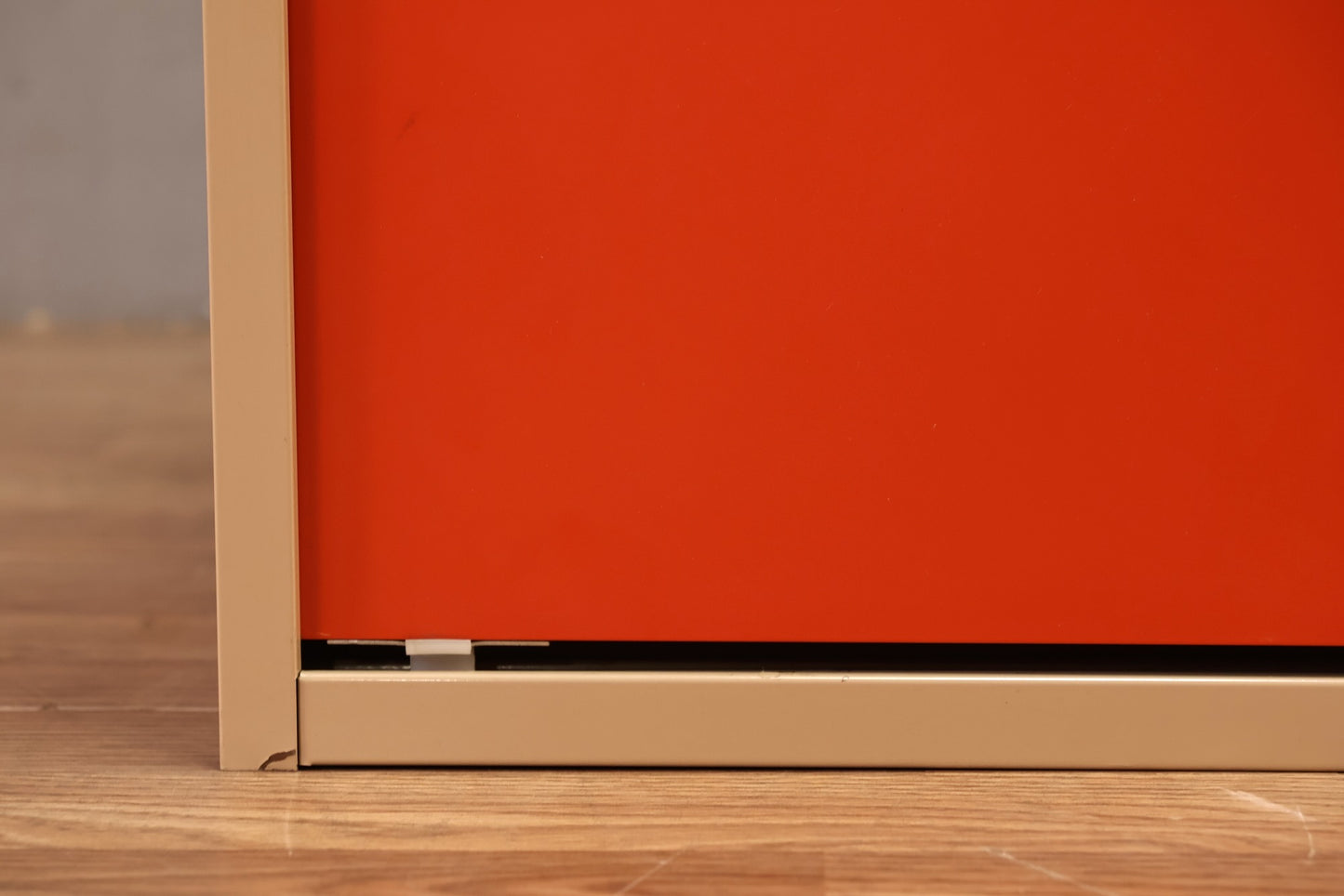 Industrial Orange Metal Sliding Door Cabinet