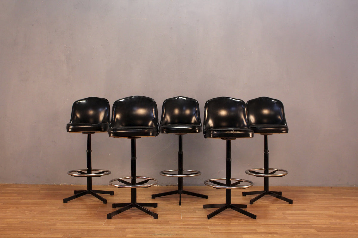 Classic Black Vinyl Swivel Bar Stool