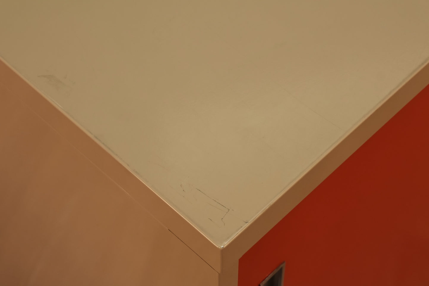 Industrial Orange Metal Sliding Door Cabinet
