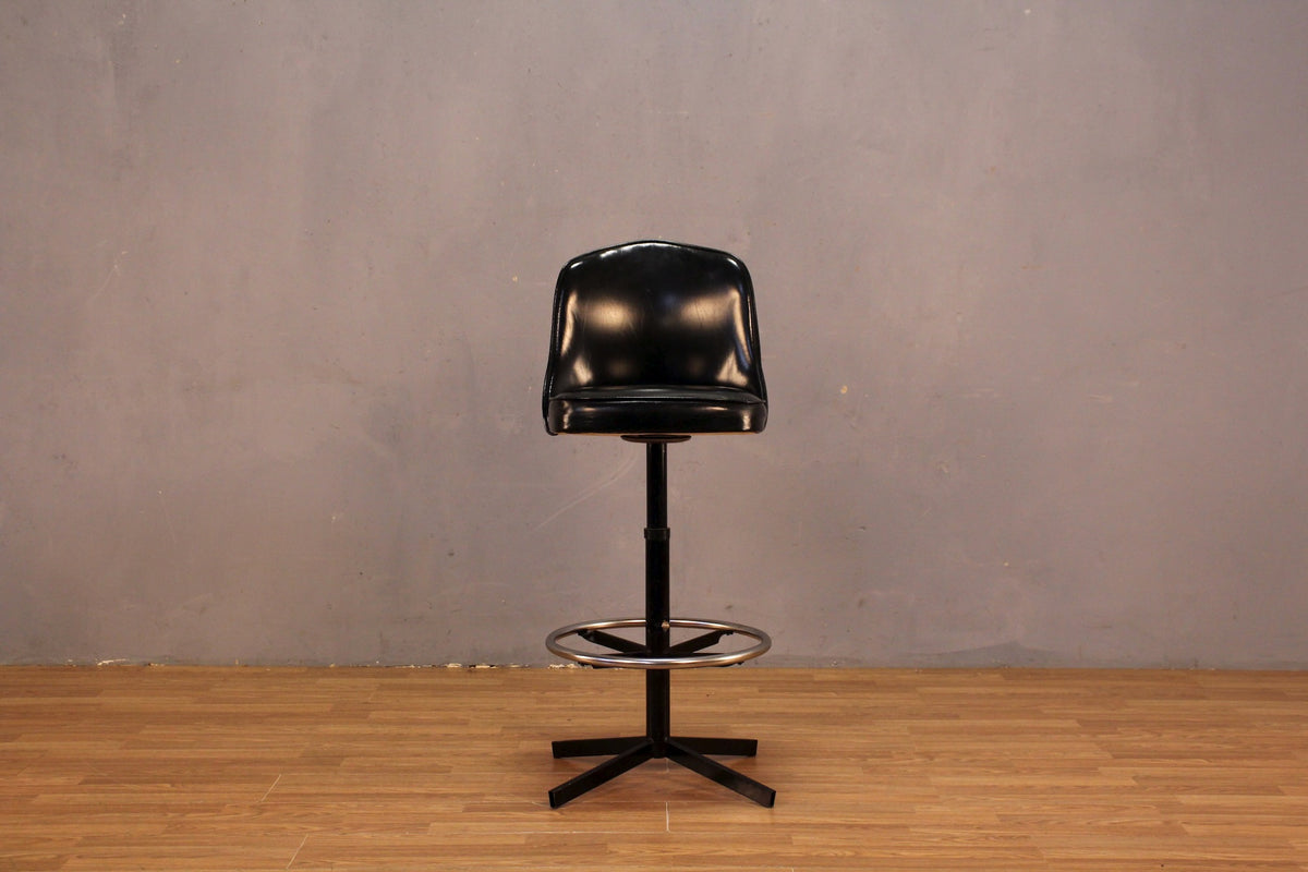 Classic Black Vinyl Swivel Bar Stool