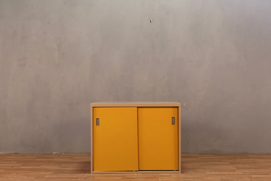 Industrial Yellow Metal Sliding Door Cabinet