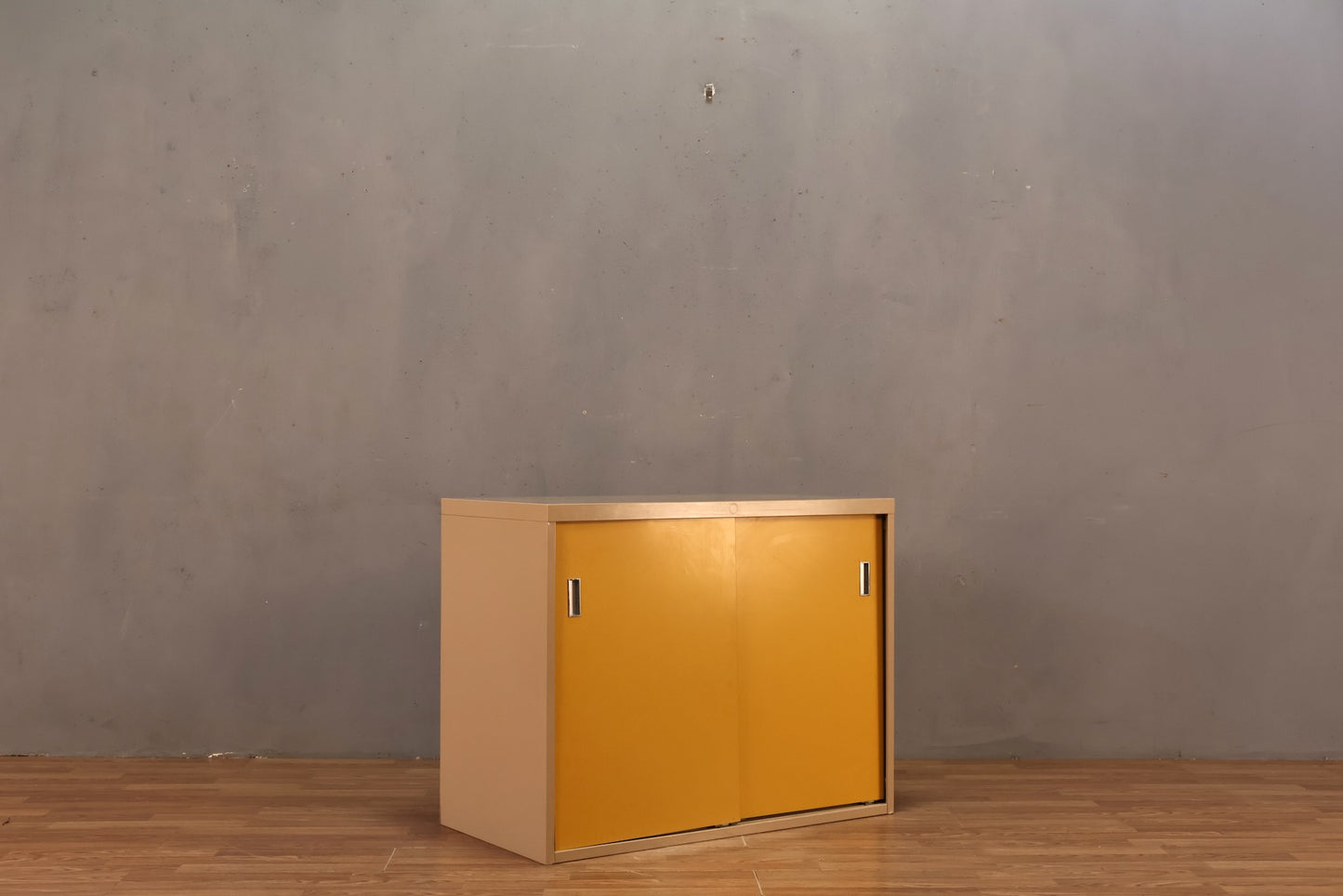 Industrial Yellow Metal Sliding Door Cabinet