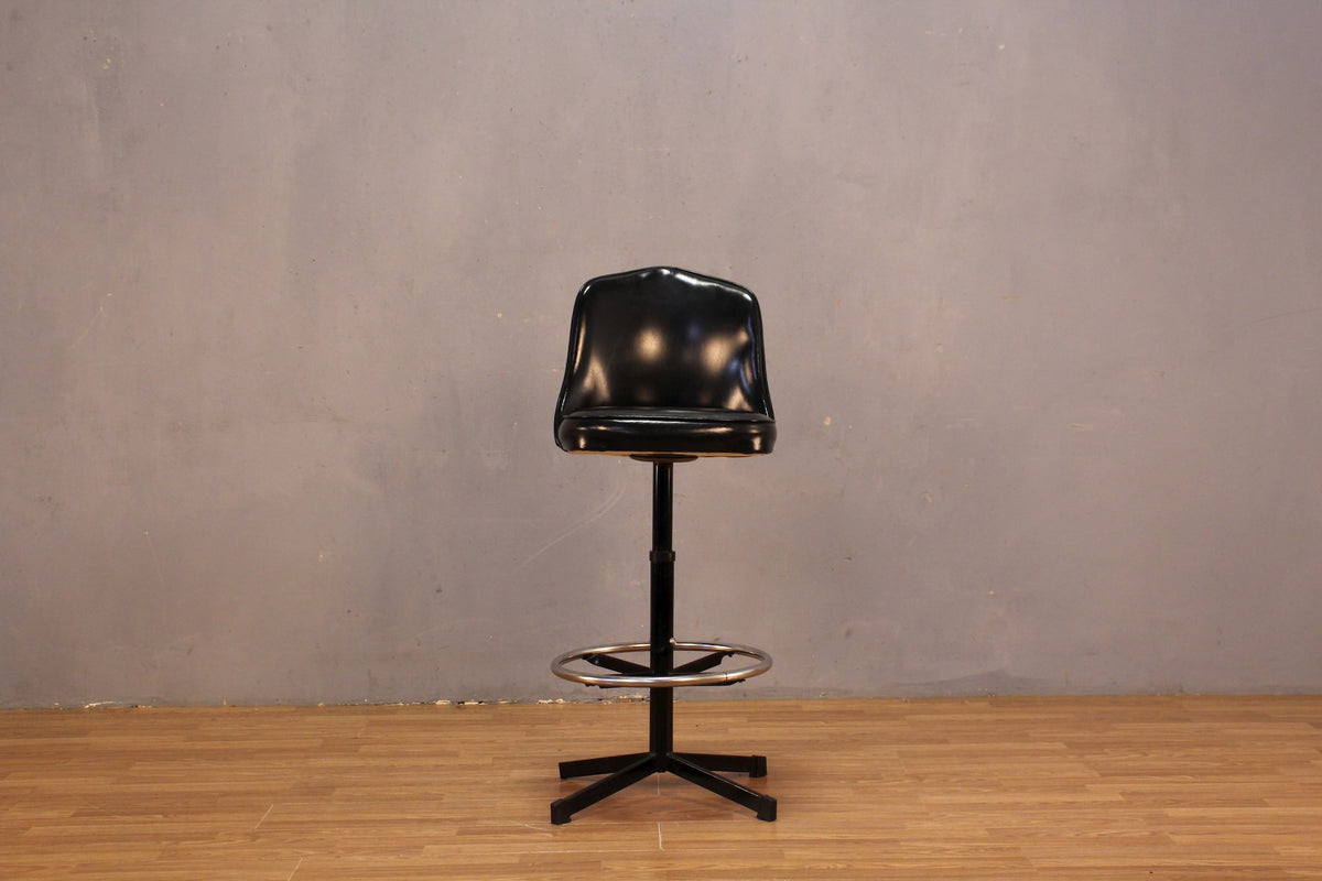 Classic Black Vinyl Swivel Bar Stool