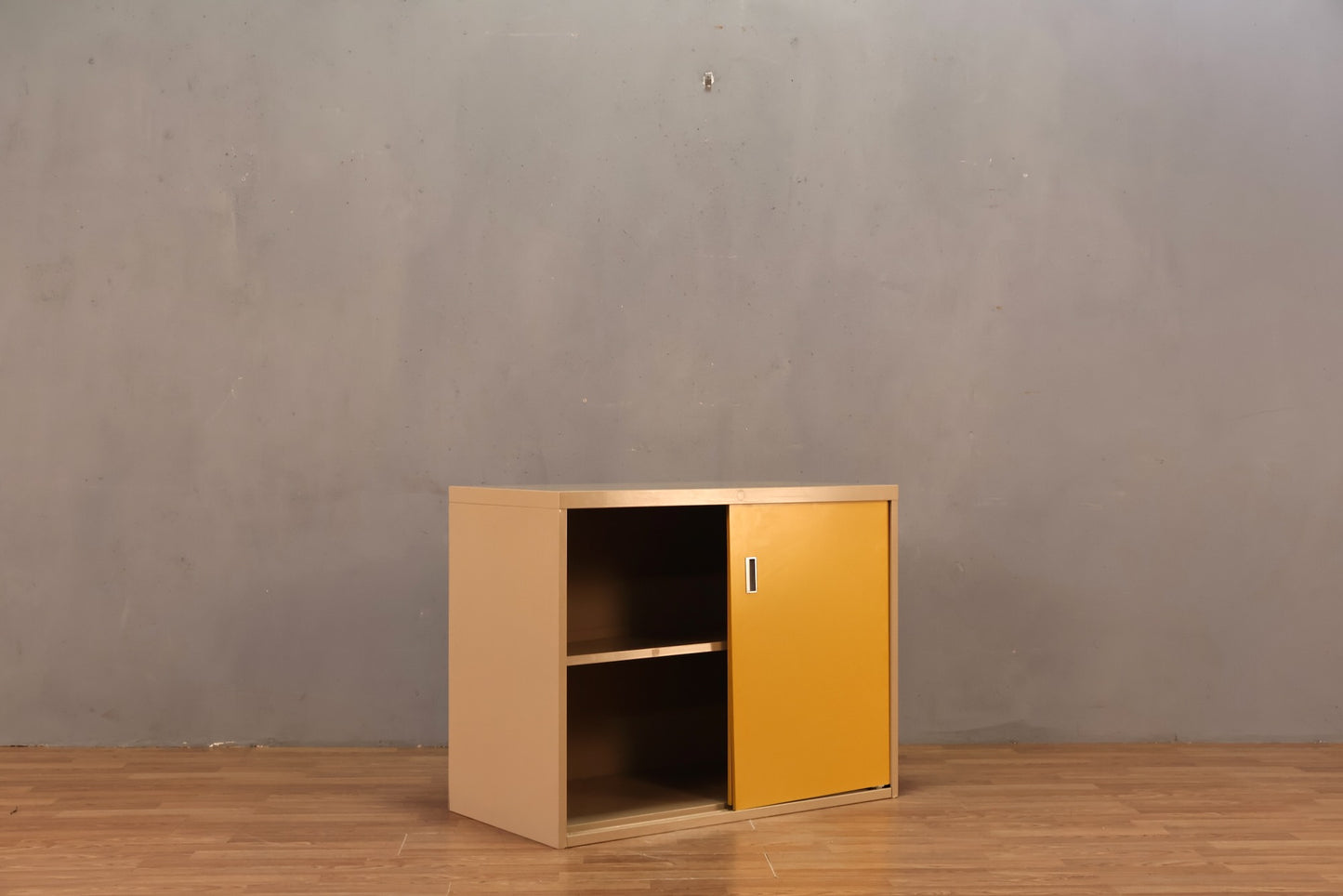 Industrial Yellow Metal Sliding Door Cabinet