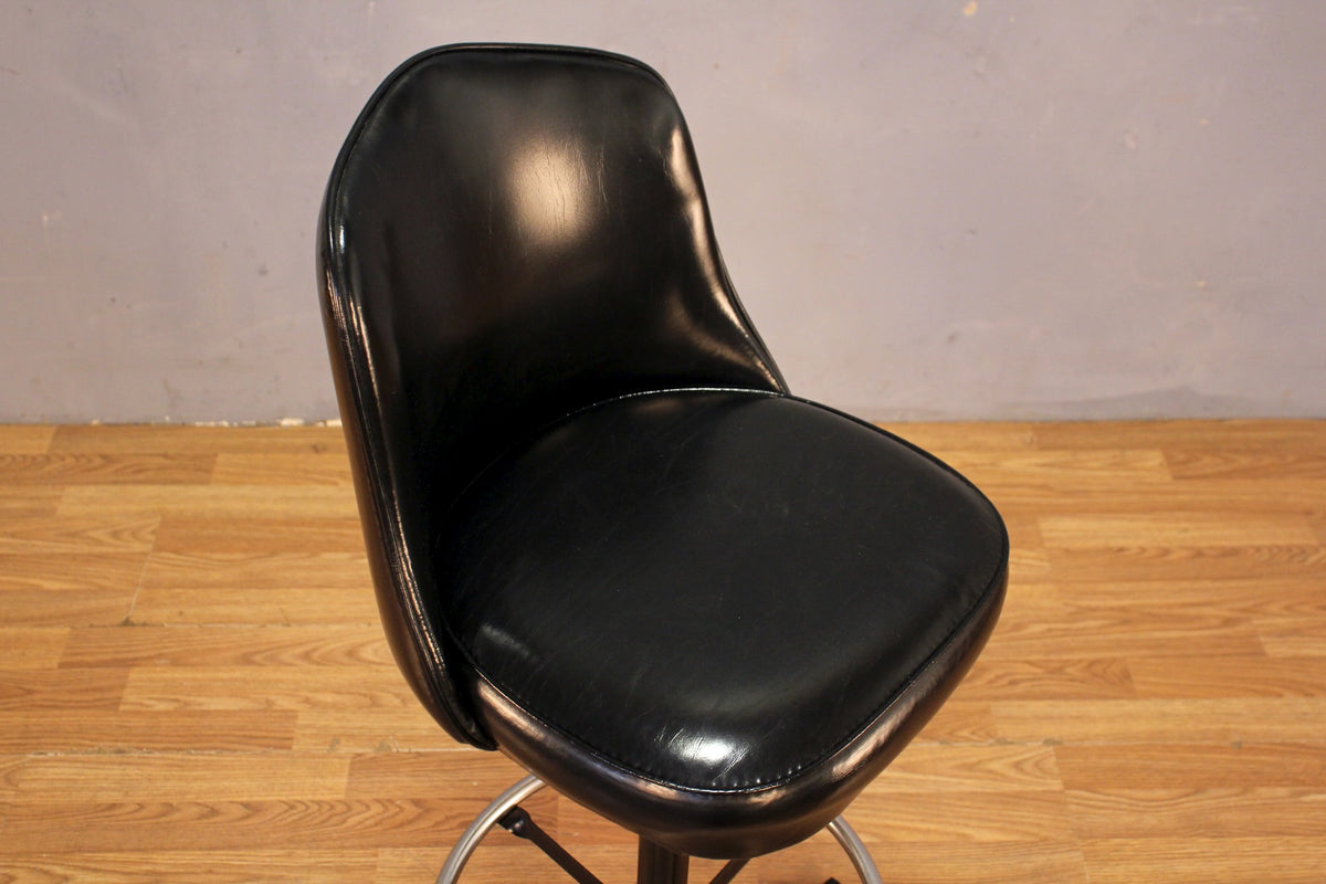 Classic Black Vinyl Swivel Bar Stool