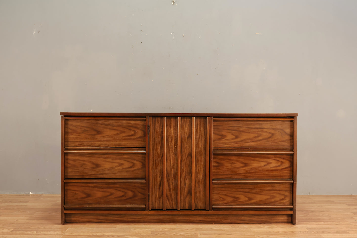 Bassett Walnut & Laminate 9-Drawer Credenza