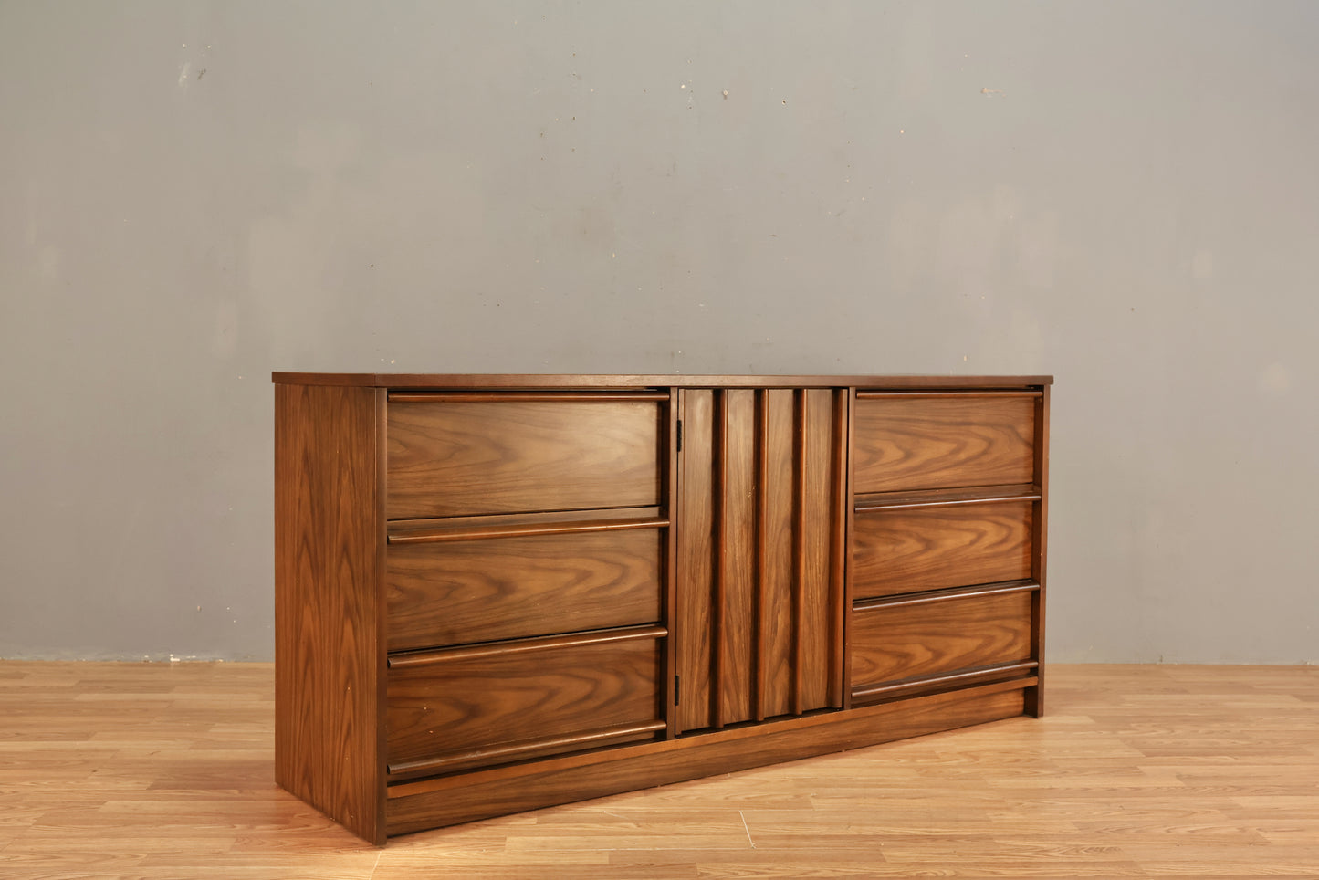 Bassett Walnut & Laminate 9-Drawer Credenza