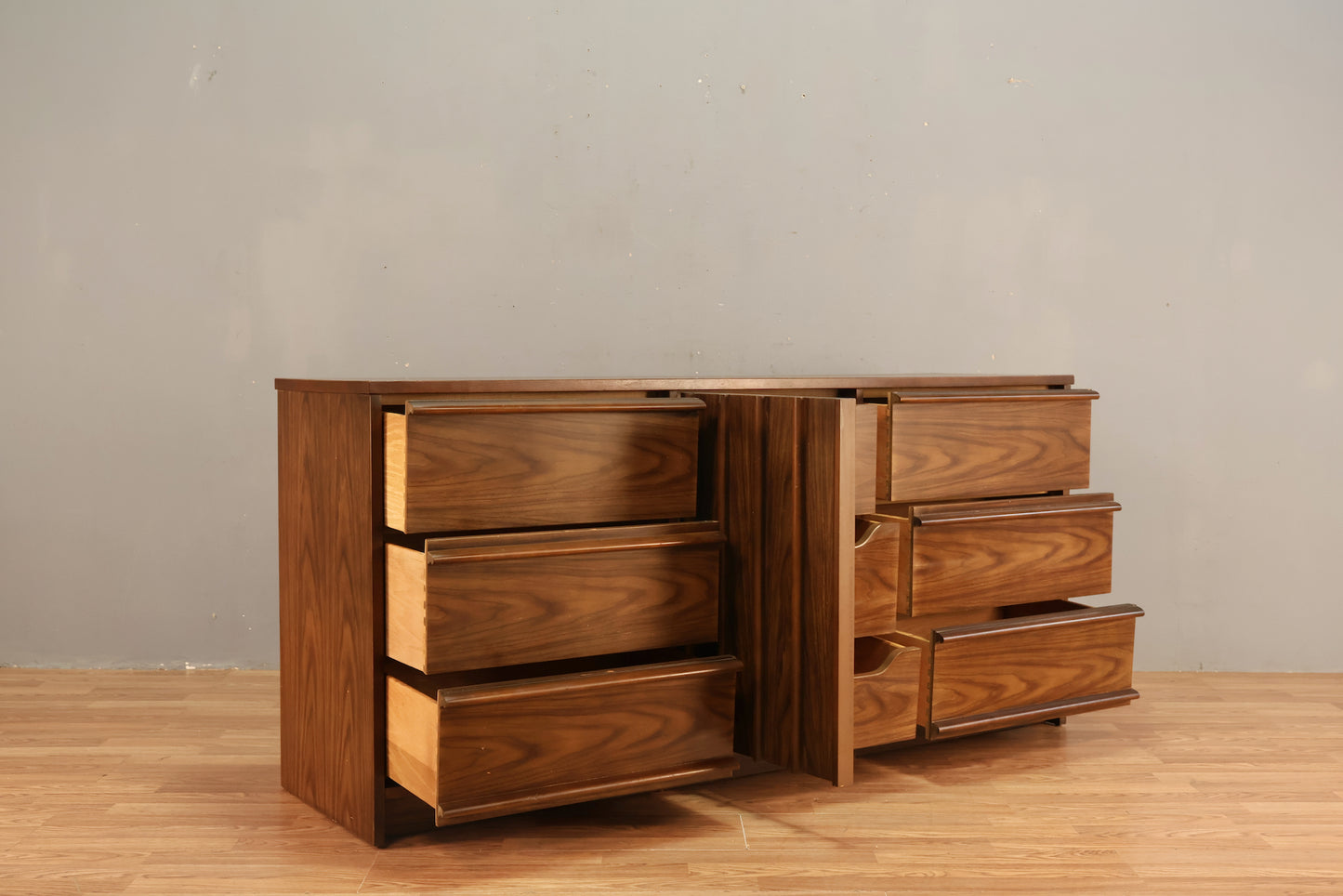 Bassett Walnut & Laminate 9-Drawer Credenza