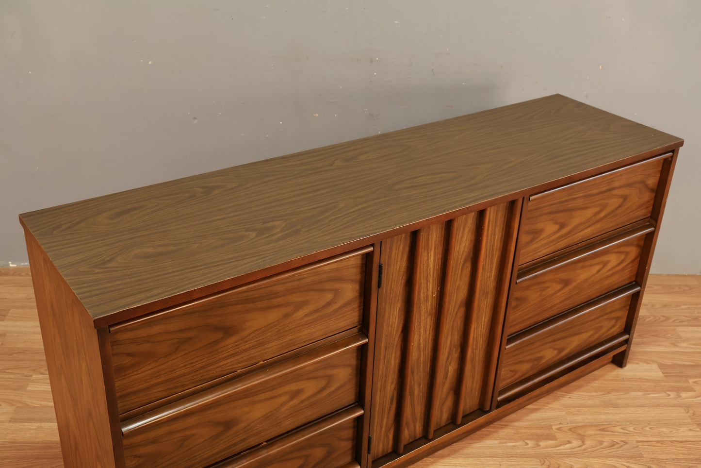 Bassett Walnut & Laminate 9-Drawer Credenza