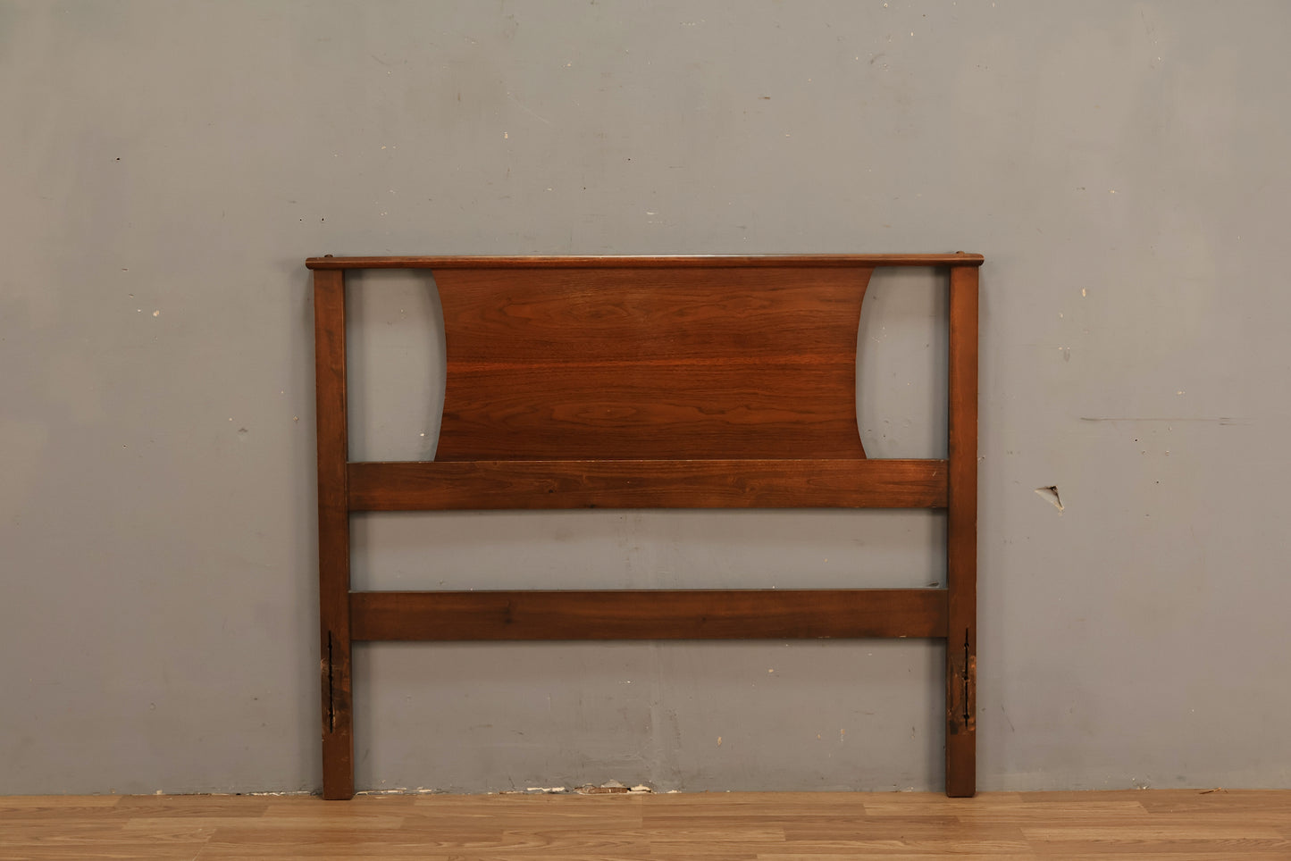 Mid Century Walnut Cutouts Twin Headboard