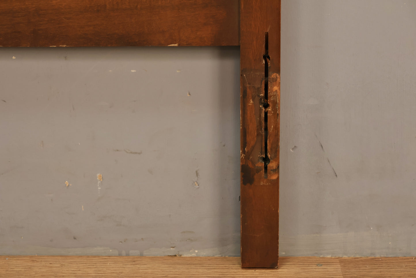Mid Century Walnut Cutouts Twin Headboard